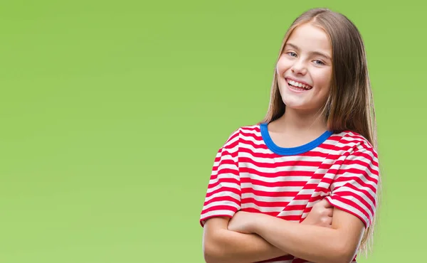 Joven Chica Hermosa Sobre Fondo Aislado Cara Feliz Sonriendo Con —  Fotos de Stock