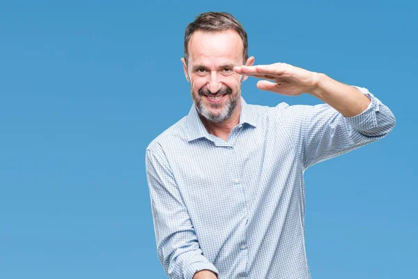 Mezzo Età Hoary Anziano Uomo Affari Sfondo Isolato Gesticolando Con — Foto Stock