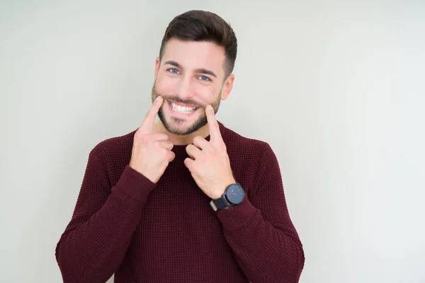 Jovem Homem Bonito Vestindo Uma Camisola Sobre Fundo Isolado Sorrindo — Fotografia de Stock