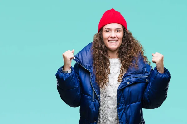 Mooie Jonge Brunette Krullend Haar Meisje Winterjas Wol Glb Trui — Stockfoto