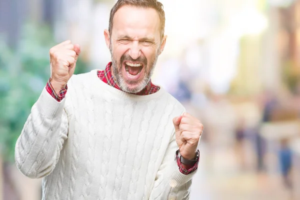 Middelbare Leeftijd Hoary Senior Man Winter Trui Dragen Geïsoleerde Achtergrond — Stockfoto