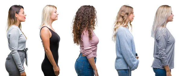 Collage Von Jungen Schönen Frauen Über Isoliertem Hintergrund Die Zur — Stockfoto