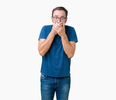 Üzerinde gözlük nedir yakışıklı orta yaş ağarmış komuta sizde arka plan ağız hata için elleriyle kapsayan şok izole. Gizli kavramı.