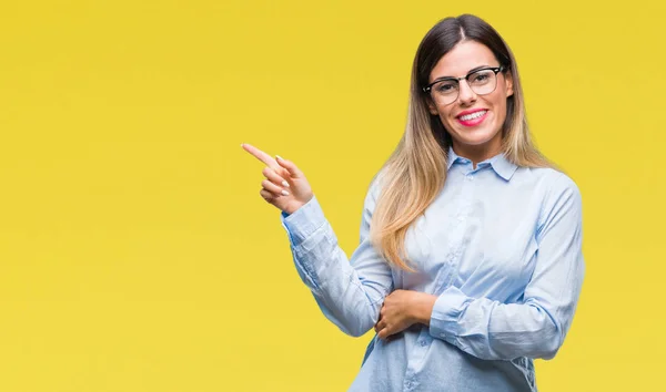 Joven Mujer Negocios Hermosa Con Gafas Sobre Fondo Aislado Con —  Fotos de Stock