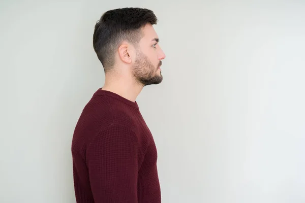 Jovem Homem Bonito Vestindo Uma Camisola Sobre Fundo Isolado Olhando — Fotografia de Stock