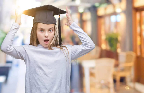 Young Beautiful Girl Wearing Graduate Cap Isolated Background Suffering Headache — Stock Photo, Image