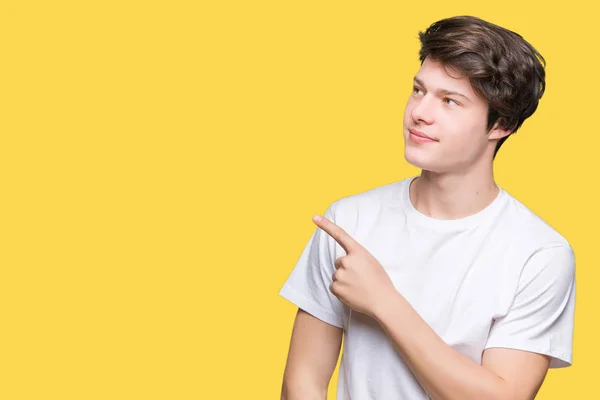 Junger Gutaussehender Mann Lässigem Weißem Shirt Über Isoliertem Hintergrund Der — Stockfoto