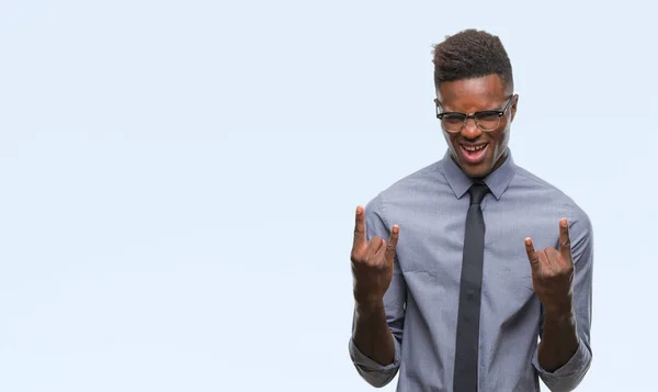 Giovane Uomo Affari Afroamericano Sfondo Isolato Gridando Con Espressione Folle — Foto Stock