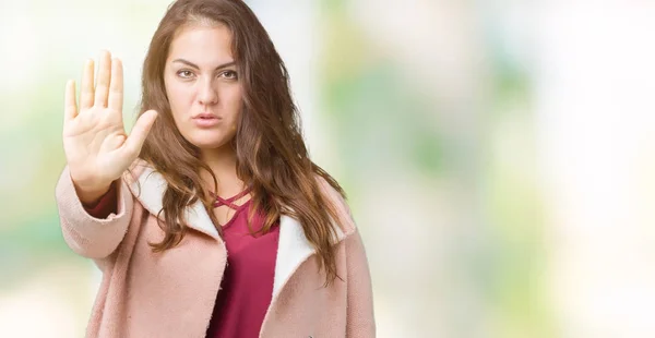 Cantik Ditambah Ukuran Wanita Muda Mengenakan Mantel Musim Dingin Atas — Stok Foto
