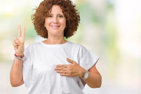 Belle Femme Âgée Âge Moyen Portant Shirt Blanc Sur Fond — Photo