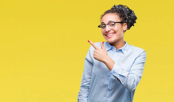 Young Braided Hair African American Business Girl Wearing Glasses Isolated — 图库照片