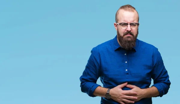 Jeune Homme Hipster Caucasien Portant Des Lunettes Sur Fond Isolé — Photo