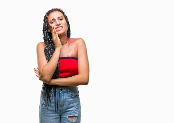 Junge Geflochtene Haare Afrikanisch Amerikanisch Mit Pigmentflecken Geburtszeichen Über Isolierten — Stockfoto