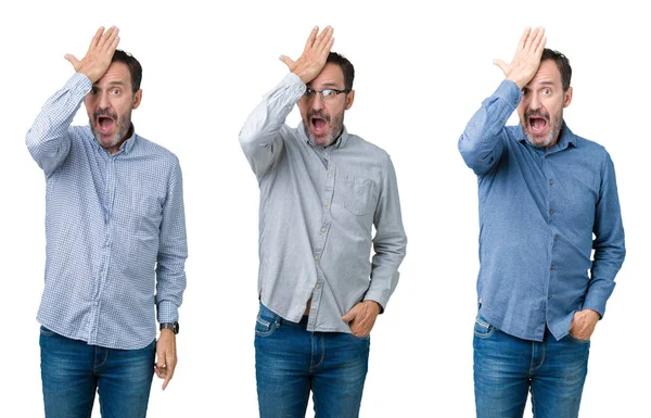 Collage Hombre Negocios Alto Guapo Sobre Fondo Blanco Aislado Sorprendido — Foto de Stock