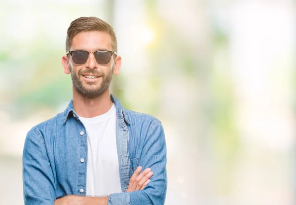 Young Handsome Man Wearing Sunglasses Isolated Background Happy Face Smiling — Stock Photo, Image