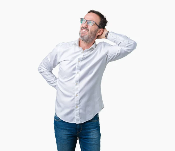 Handsome Middle Age Elegant Senior Business Man Wearing Glasses Isolated — Stock Photo, Image