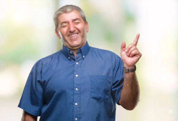 Hombre Mayor Guapo Sobre Fondo Aislado Con Una Gran Sonrisa —  Fotos de Stock