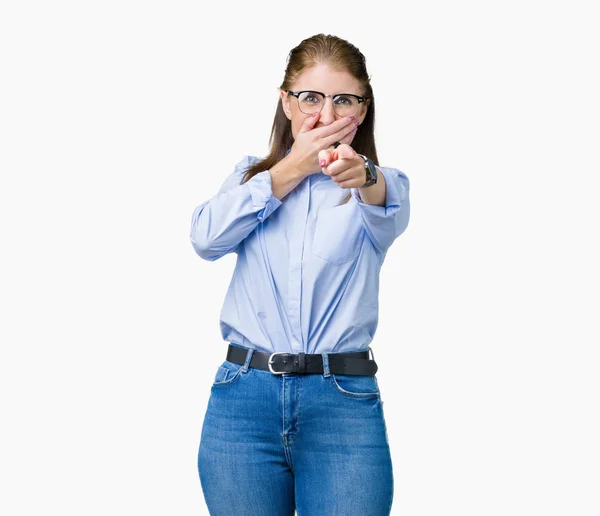 Schöne Reife Geschäftsfrau Mittleren Alters Mit Brille Über Isoliertem Hintergrund — Stockfoto