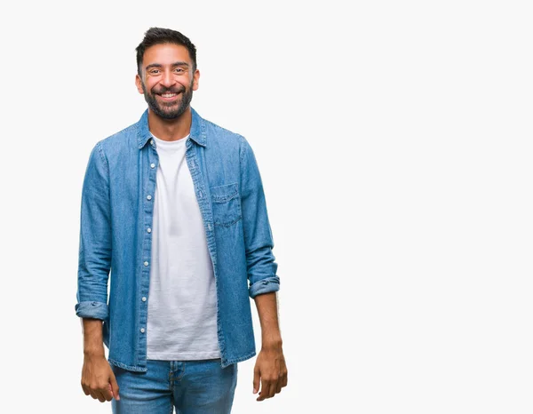 Adult Hispanic Man Isolated Background Happy Cool Smile Face Lucky — Stock Photo, Image