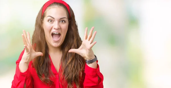 Hermosa Mujer Joven Tamaño Grande Sobre Fondo Aislado Celebrando Loco — Foto de Stock