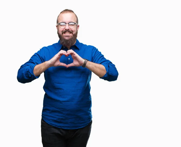 Junger Kaukasischer Hipster Mann Mit Brille Vor Isoliertem Hintergrund Der — Stockfoto