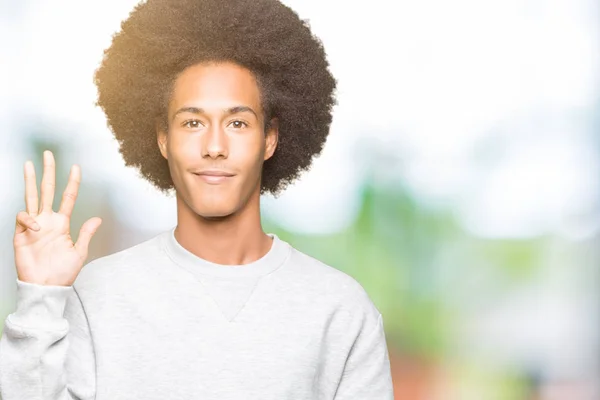 Jeune Homme Afro Américain Aux Cheveux Afro Portant Sweat Sportif — Photo