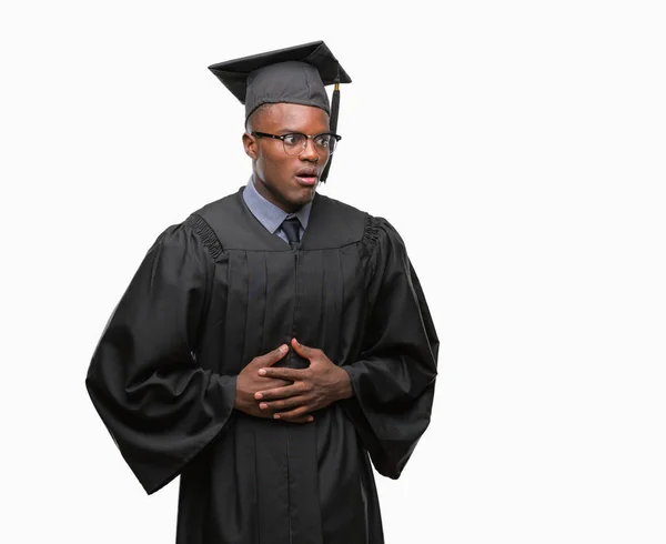 Νέοι Αποφοίτησε Αφρικανική Αμερικανική Άνθρωπος Πέρα Από Απομονωμένο Υπόβαθρο Χέρι — Φωτογραφία Αρχείου