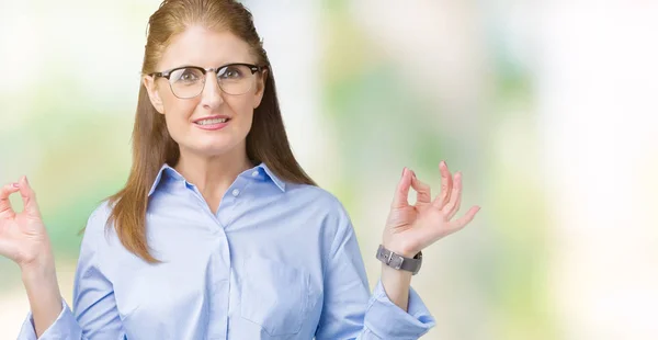 Beautiful Middle Age Mature Business Woman Wearing Glasses Isolated Background — Stock Photo, Image