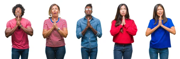 Samenstelling Van African American Hispanic Chinese Groep Mensen Geïsoleerde Witte — Stockfoto