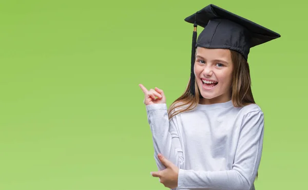 Mooi Meisje Dragen Afgestudeerde Glb Geïsoleerde Achtergrond Met Een Grote — Stockfoto