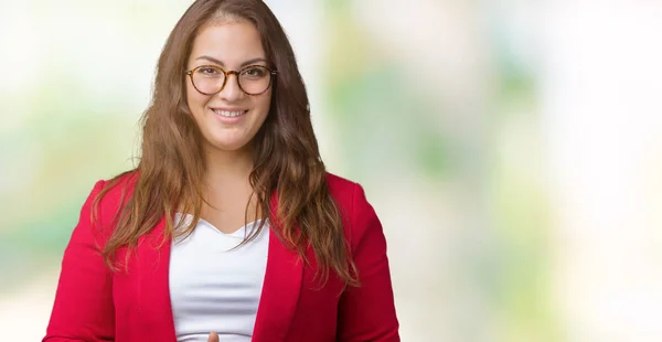 Schöne Size Junge Geschäftsfrau Die Elegante Jacke Und Brille Über — Stockfoto