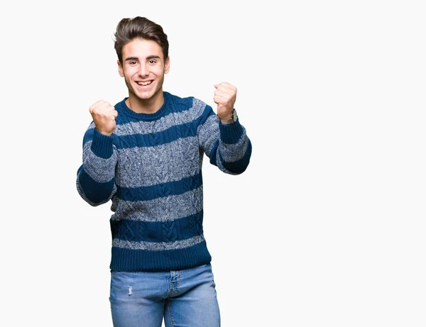 Jovem Homem Bonito Sobre Fundo Isolado Comemorando Surpreso Surpreso Pelo — Fotografia de Stock