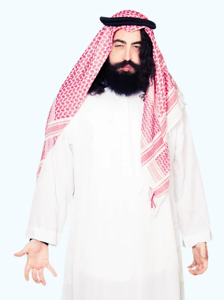 Homme Affaires Arabe Aux Cheveux Longs Portant Écharpe Keffiyeh Traditionnelle — Photo