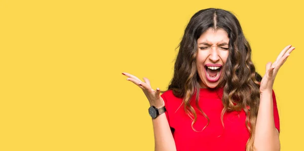 Junge Schöne Frau Lässigem Shirt Feiert Verrückt Und Erstaunt Für — Stockfoto