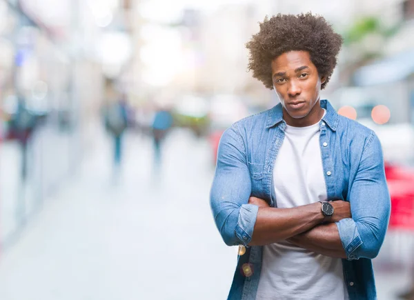 Homem Afro Americano Sobre Fundo Isolado Cético Nervoso Desaprovando Expressão — Fotografia de Stock