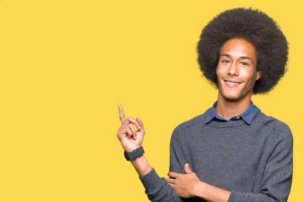 Jonge Afro Amerikaanse Zakenman Met Afro Haar Met Een Grote — Stockfoto