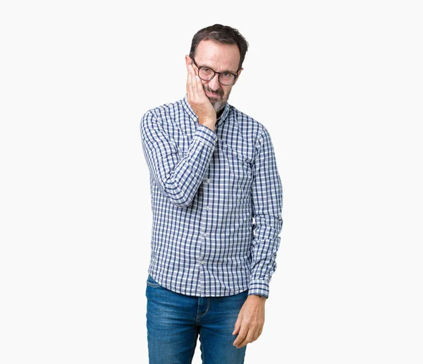 Schöner Älterer Eleganter Älterer Geschäftsmann Mit Brille Über Isoliertem Hintergrund — Stockfoto