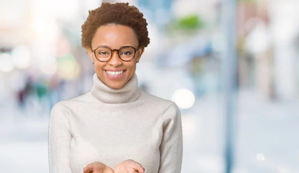 Young Beautiful African American Woman Wearing Glasses Isolated Background Smiling — Stock Photo, Image