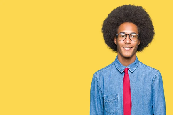 Jovem Homem Negócios Afro Americano Com Cabelo Afro Vestindo Óculos — Fotografia de Stock