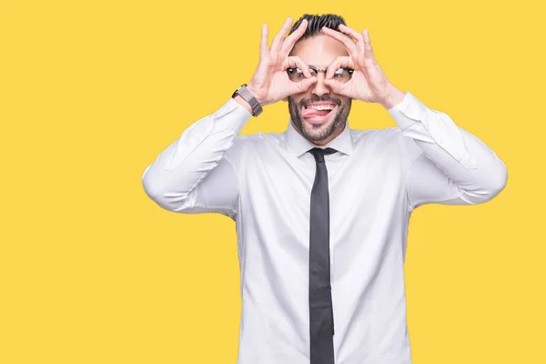 Joven Hombre Negocios Guapo Con Gafas Sobre Fondo Aislado Haciendo —  Fotos de Stock