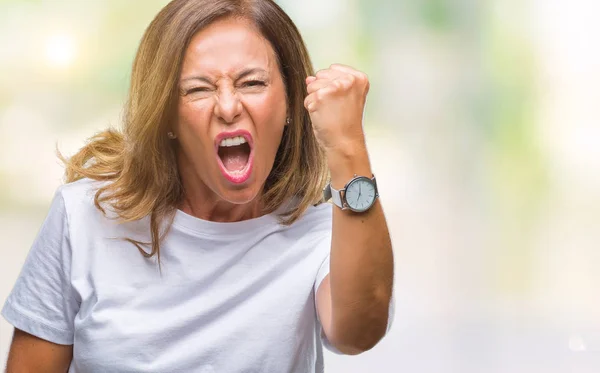 Mujer Hispana Mayor Mediana Edad Sobre Fondo Aislado Enojado Loco — Foto de Stock