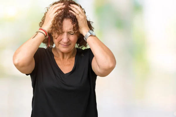 Beautiful Middle Ager Senior Woman Isolated Background Suffering Headache Desperate — Stock Photo, Image