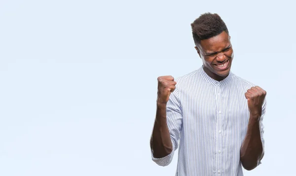 Jovem Afro Americano Sobre Fundo Isolado Muito Feliz Animado Fazendo — Fotografia de Stock