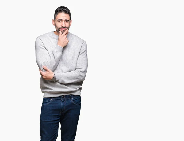 Ein Junger Gutaussehender Mann Sweatshirt Vor Isoliertem Hintergrund Der Selbstbewusst — Stockfoto