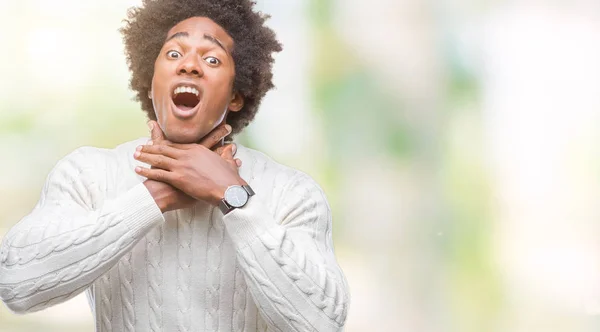 Афро Американських Людина Над Ізольованих Фон Кричати Задихнутися Тому Боляче — стокове фото