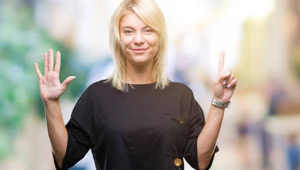 Junge Schöne Blonde Frau Über Isoliertem Hintergrund Die Mit Finger — Stockfoto