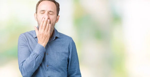 Handsome Middle Age Elegant Senior Man Isolated Background Bored Yawning — Stock Photo, Image