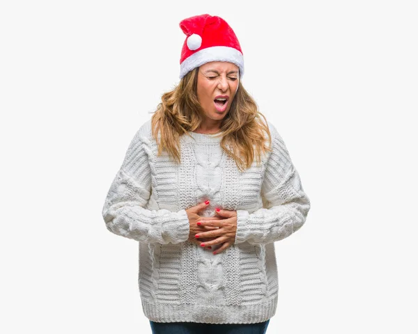 Middle Age Senior Hispanic Woman Wearing Christmas Hat Isolated Background — Stock Photo, Image