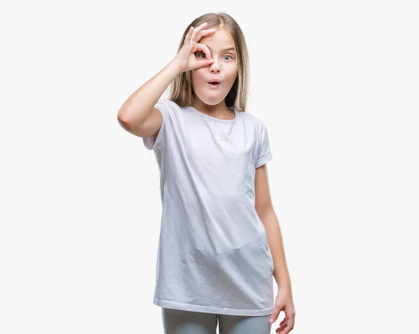 Young Beautiful Girl Isolated Background Doing Gesture Shocked Surprised Face — Stock Photo, Image