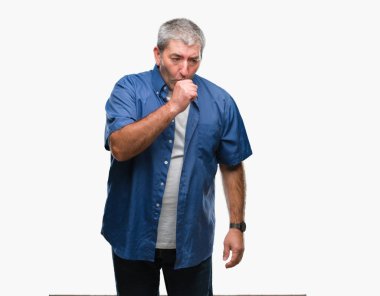 Duygu iyi ve soğuk veya bronşit için semptom olarak öksürük izole arka plan üzerinde yakışıklı komuta sizde. Sağlık kavramı.